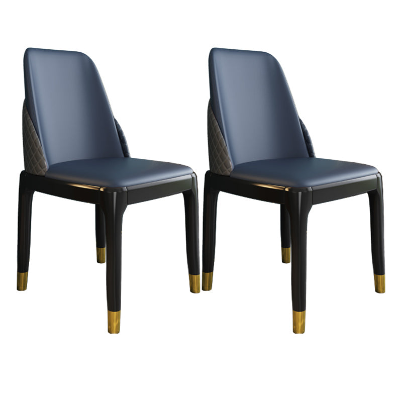 Nordic Style Chairs Polyurethane Parsons Dining Chair with Wood Legs for Kitchen Blue 2 Piece Set Brass Gold Clearhalo ' kitchen&dining_furn' 'Dining Chairs' 'Dining Tables & Seating' 'dining_chair' 'furn' 'furn_dining_chair' 'Furniture' 'furniture_dining_chair' 'Kitchen & Dining Furniture' 'kitchen' 3503653