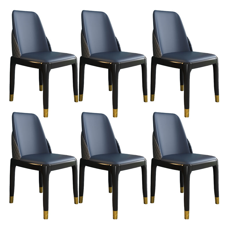 Nordic Style Chairs Polyurethane Parsons Dining Chair with Wood Legs for Kitchen Blue 6 Piece Set Brass Gold Clearhalo ' kitchen&dining_furn' 'Dining Chairs' 'Dining Tables & Seating' 'dining_chair' 'furn' 'furn_dining_chair' 'Furniture' 'furniture_dining_chair' 'Kitchen & Dining Furniture' 'kitchen' 3503657
