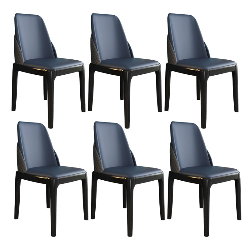 Nordic Style Chairs Polyurethane Parsons Dining Chair with Wood Legs for Kitchen Blue 6 Piece Set Black Clearhalo ' kitchen&dining_furn' 'Dining Chairs' 'Dining Tables & Seating' 'dining_chair' 'furn' 'furn_dining_chair' 'Furniture' 'furniture_dining_chair' 'Kitchen & Dining Furniture' 'kitchen' 3503662
