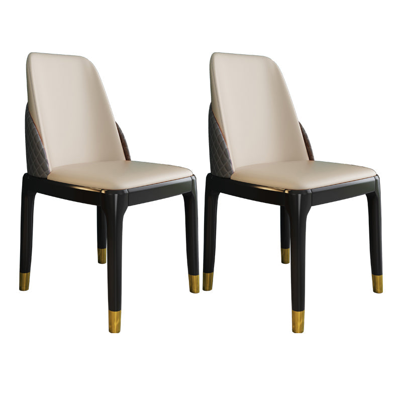 Nordic Style Chairs Polyurethane Parsons Dining Chair with Wood Legs for Kitchen Off-White 2 Piece Set Brass Gold Clearhalo ' kitchen&dining_furn' 'Dining Chairs' 'Dining Tables & Seating' 'dining_chair' 'furn' 'furn_dining_chair' 'Furniture' 'furniture_dining_chair' 'Kitchen & Dining Furniture' 'kitchen' 3503665