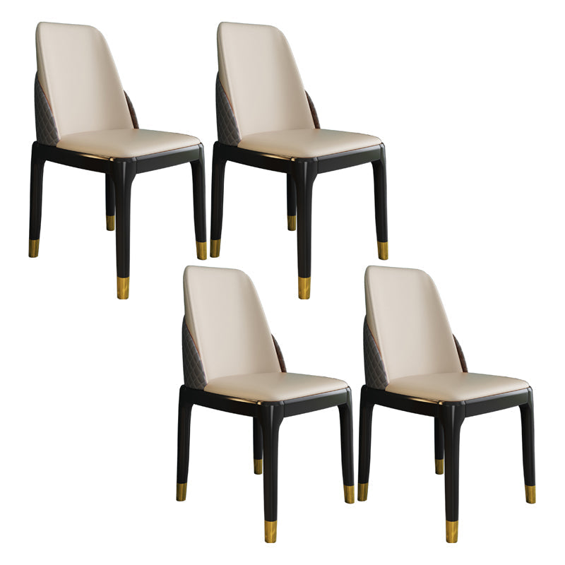 Nordic Style Chairs Polyurethane Parsons Dining Chair with Wood Legs for Kitchen Off-White 4 Piece Set Brass Gold Clearhalo ' kitchen&dining_furn' 'Dining Chairs' 'Dining Tables & Seating' 'dining_chair' 'furn' 'furn_dining_chair' 'Furniture' 'furniture_dining_chair' 'Kitchen & Dining Furniture' 'kitchen' 3503666