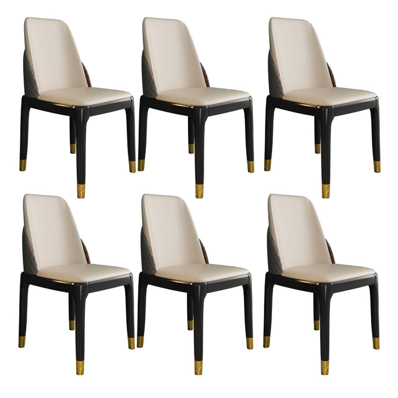 Nordic Style Chairs Polyurethane Parsons Dining Chair with Wood Legs for Kitchen Off-White 6 Piece Set Brass Gold Clearhalo ' kitchen&dining_furn' 'Dining Chairs' 'Dining Tables & Seating' 'dining_chair' 'furn' 'furn_dining_chair' 'Furniture' 'furniture_dining_chair' 'Kitchen & Dining Furniture' 'kitchen' 3503668