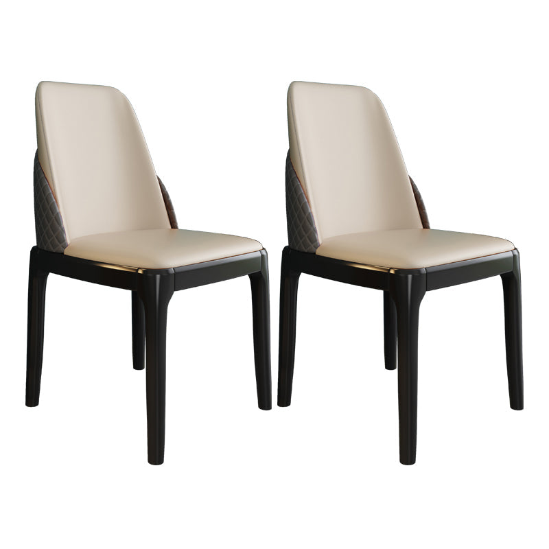 Nordic Style Chairs Polyurethane Parsons Dining Chair with Wood Legs for Kitchen Off-White 2 Piece Set Black Clearhalo ' kitchen&dining_furn' 'Dining Chairs' 'Dining Tables & Seating' 'dining_chair' 'furn' 'furn_dining_chair' 'Furniture' 'furniture_dining_chair' 'Kitchen & Dining Furniture' 'kitchen' 3503669