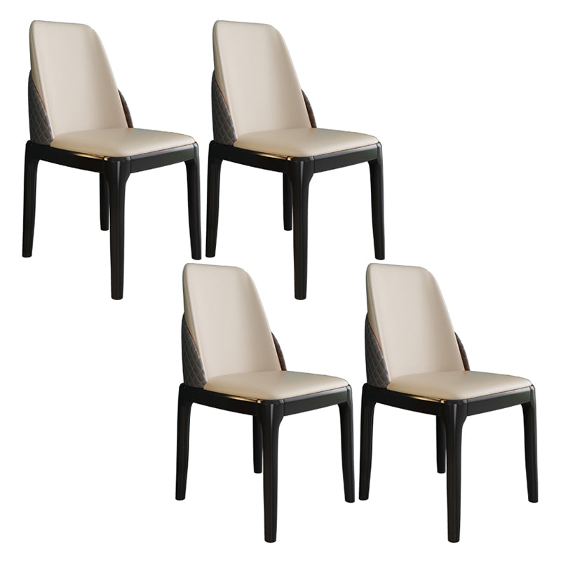 Nordic Style Chairs Polyurethane Parsons Dining Chair with Wood Legs for Kitchen Off-White 4 Piece Set Black Clearhalo ' kitchen&dining_furn' 'Dining Chairs' 'Dining Tables & Seating' 'dining_chair' 'furn' 'furn_dining_chair' 'Furniture' 'furniture_dining_chair' 'Kitchen & Dining Furniture' 'kitchen' 3503670