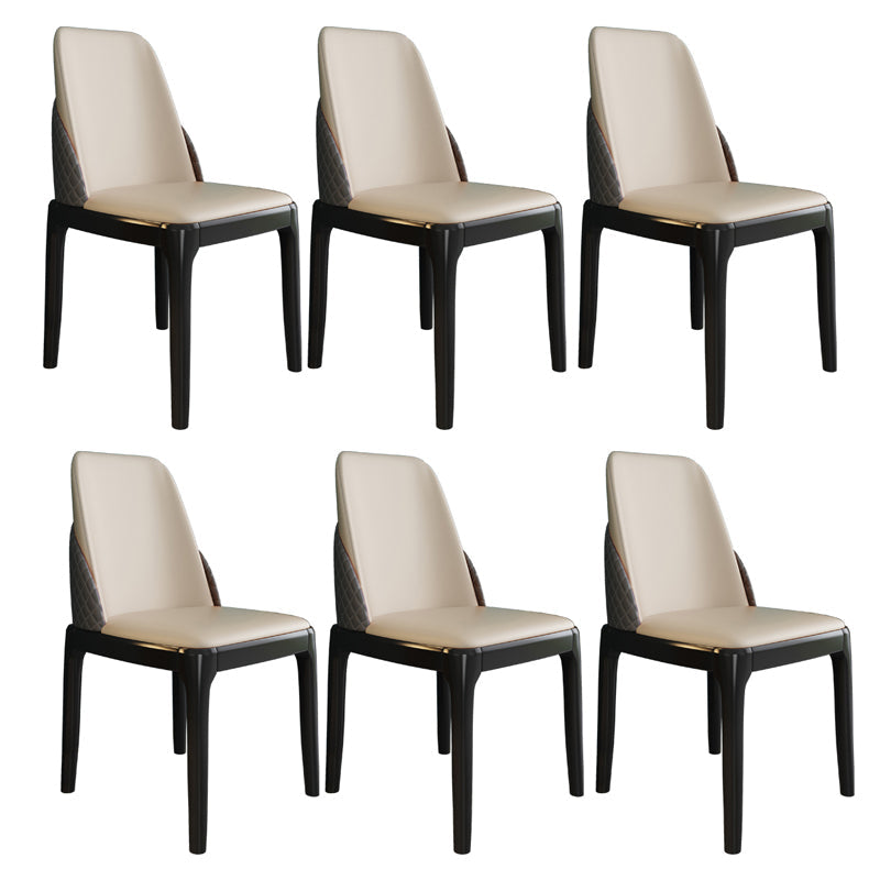 Nordic Style Chairs Polyurethane Parsons Dining Chair with Wood Legs for Kitchen Off-White 6 Piece Set Black Clearhalo ' kitchen&dining_furn' 'Dining Chairs' 'Dining Tables & Seating' 'dining_chair' 'furn' 'furn_dining_chair' 'Furniture' 'furniture_dining_chair' 'Kitchen & Dining Furniture' 'kitchen' 3503671