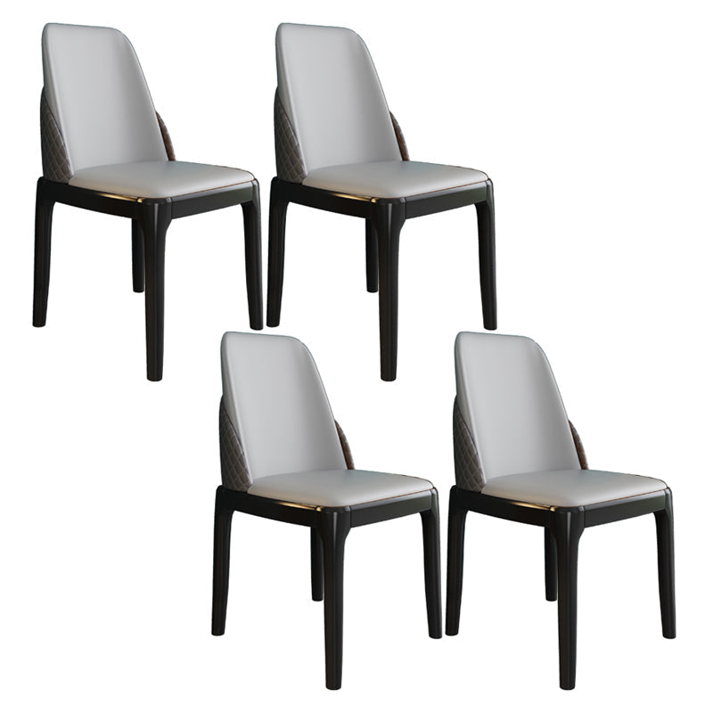 Nordic Style Chairs Polyurethane Parsons Dining Chair with Wood Legs for Kitchen Light Gray 4 Piece Set Black Clearhalo ' kitchen&dining_furn' 'Dining Chairs' 'Dining Tables & Seating' 'dining_chair' 'furn' 'furn_dining_chair' 'Furniture' 'furniture_dining_chair' 'Kitchen & Dining Furniture' 'kitchen' 3503676