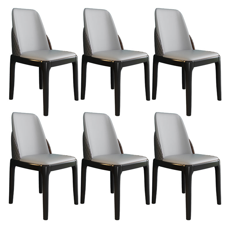 Nordic Style Chairs Polyurethane Parsons Dining Chair with Wood Legs for Kitchen Light Gray 6 Piece Set Black Clearhalo ' kitchen&dining_furn' 'Dining Chairs' 'Dining Tables & Seating' 'dining_chair' 'furn' 'furn_dining_chair' 'Furniture' 'furniture_dining_chair' 'Kitchen & Dining Furniture' 'kitchen' 3503677