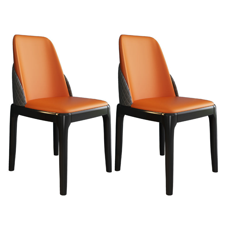 Nordic Style Chairs Polyurethane Parsons Dining Chair with Wood Legs for Kitchen Orange 2 Piece Set Black Clearhalo ' kitchen&dining_furn' 'Dining Chairs' 'Dining Tables & Seating' 'dining_chair' 'furn' 'furn_dining_chair' 'Furniture' 'furniture_dining_chair' 'Kitchen & Dining Furniture' 'kitchen' 3503678