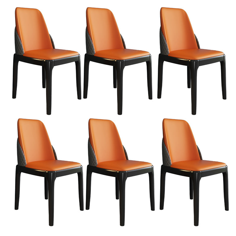 Nordic Style Chairs Polyurethane Parsons Dining Chair with Wood Legs for Kitchen Orange 6 Piece Set Black Clearhalo ' kitchen&dining_furn' 'Dining Chairs' 'Dining Tables & Seating' 'dining_chair' 'furn' 'furn_dining_chair' 'Furniture' 'furniture_dining_chair' 'Kitchen & Dining Furniture' 'kitchen' 3503680