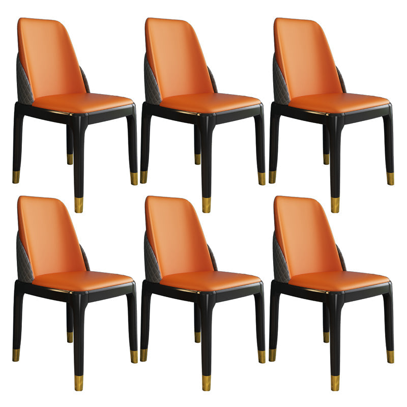 Nordic Style Chairs Polyurethane Parsons Dining Chair with Wood Legs for Kitchen Orange 6 Piece Set Brass Gold Clearhalo ' kitchen&dining_furn' 'Dining Chairs' 'Dining Tables & Seating' 'dining_chair' 'furn' 'furn_dining_chair' 'Furniture' 'furniture_dining_chair' 'Kitchen & Dining Furniture' 'kitchen' 3503683