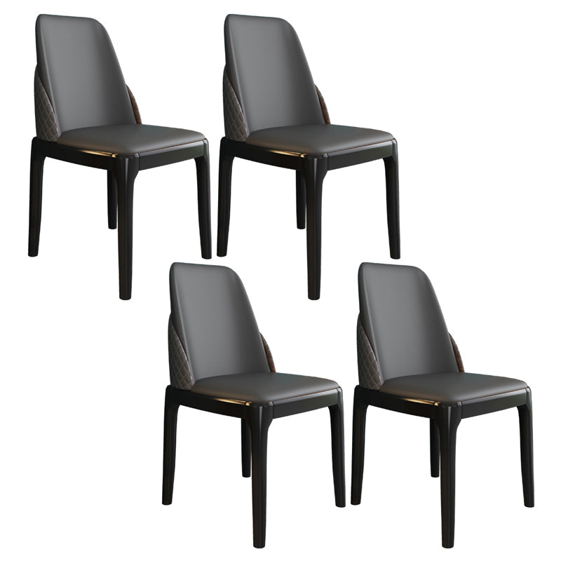 Nordic Style Chairs Polyurethane Parsons Dining Chair with Wood Legs for Kitchen Dark Gray 4 Piece Set Black Clearhalo ' kitchen&dining_furn' 'Dining Chairs' 'Dining Tables & Seating' 'dining_chair' 'furn' 'furn_dining_chair' 'Furniture' 'furniture_dining_chair' 'Kitchen & Dining Furniture' 'kitchen' 3503685