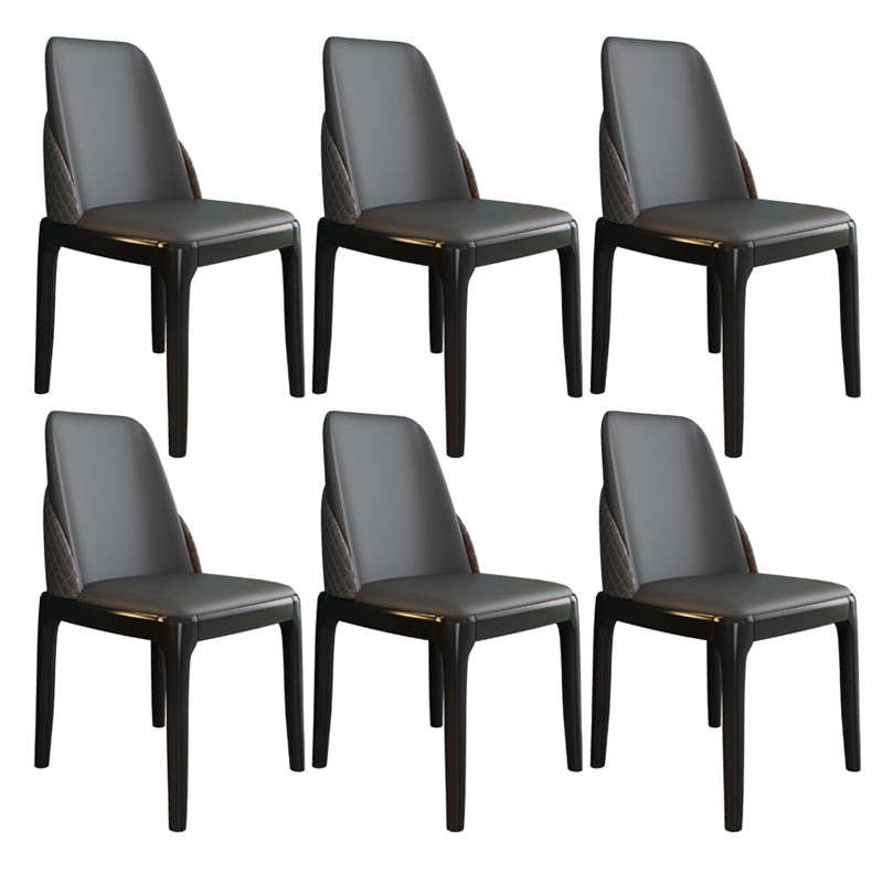 Nordic Style Chairs Polyurethane Parsons Dining Chair with Wood Legs for Kitchen Dark Gray 6 Piece Set Black Clearhalo ' kitchen&dining_furn' 'Dining Chairs' 'Dining Tables & Seating' 'dining_chair' 'furn' 'furn_dining_chair' 'Furniture' 'furniture_dining_chair' 'Kitchen & Dining Furniture' 'kitchen' 3503686