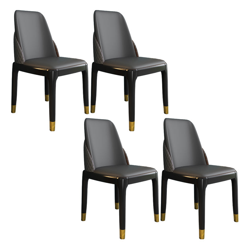 Nordic Style Chairs Polyurethane Parsons Dining Chair with Wood Legs for Kitchen Dark Gray 4 Piece Set Brass Gold Clearhalo ' kitchen&dining_furn' 'Dining Chairs' 'Dining Tables & Seating' 'dining_chair' 'furn' 'furn_dining_chair' 'Furniture' 'furniture_dining_chair' 'Kitchen & Dining Furniture' 'kitchen' 3503688
