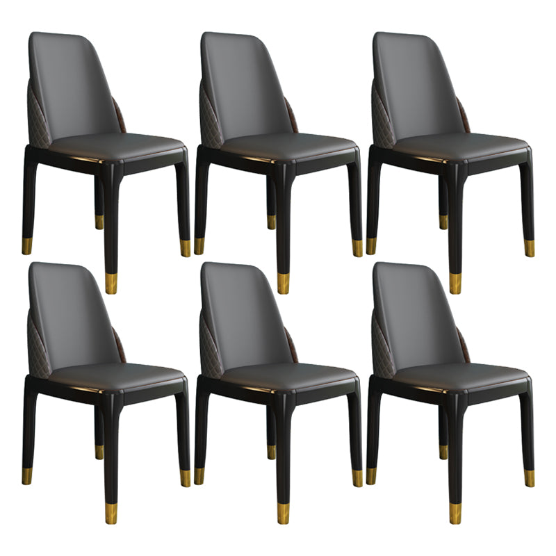 Nordic Style Chairs Polyurethane Parsons Dining Chair with Wood Legs for Kitchen Dark Gray 6 Piece Set Brass Gold Clearhalo ' kitchen&dining_furn' 'Dining Chairs' 'Dining Tables & Seating' 'dining_chair' 'furn' 'furn_dining_chair' 'Furniture' 'furniture_dining_chair' 'Kitchen & Dining Furniture' 'kitchen' 3503689