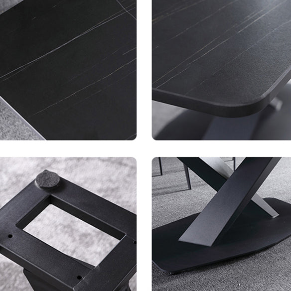 Minimalist Sintered Stone Dining Room Set Fixed Dining Set with Rectangle Table for Home Use Clearhalo 'Dining Room Sets' 'Dining Tables & Seating' 'dining_room_set' 'furn' 'furn_dining_room_set' 'Furniture' 'furniture_dining_room_set' 'Kitchen & Dining Furniture' 'kitchen&dining_furn' 'kitchen' 3503878