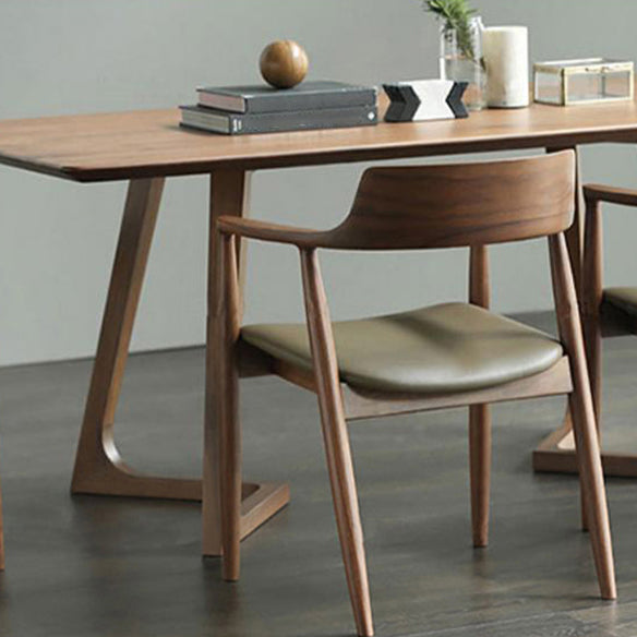 Modern Style Solid Wood Dining Set with Rectangle Shape Table and Double Pedestal Base for Home Use Clearhalo 'Dining Room Sets' 'Dining Tables & Seating' 'dining_room_set' 'furn' 'furn_dining_room_set' 'Furniture' 'furniture_dining_room_set' 'Kitchen & Dining Furniture' 'kitchen&dining_furn' 'kitchen' 3503894