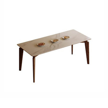 Modern Style Sintered Stone Dining Table with Rectangle Shape Table and 4 Solid Wood Legs Base Table Only Clearhalo 'Dining Room Sets' 'Dining Tables & Seating' 'dining_room_set' 'furn' 'furn_dining_room_set' 'Furniture' 'furniture_dining_room_set' 'Kitchen & Dining Furniture' 'kitchen&dining_furn' 'kitchen' 3503896