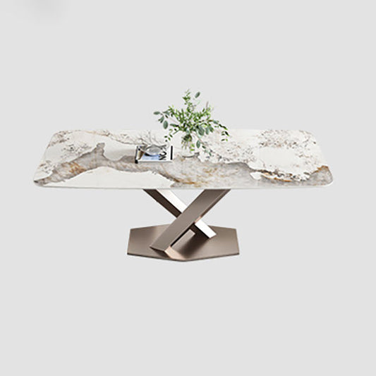 Modern Kitchen Dining Room Set with Sintered Stone Top and Gold Base Dining Furniture Set Clearhalo 'Dining Room Sets' 'Dining Tables & Seating' 'dining_room_set' 'furn' 'furn_dining_room_set' 'Furniture' 'furniture_dining_room_set' 'Kitchen & Dining Furniture' 'kitchen&dining_furn' 'kitchen' 3503904