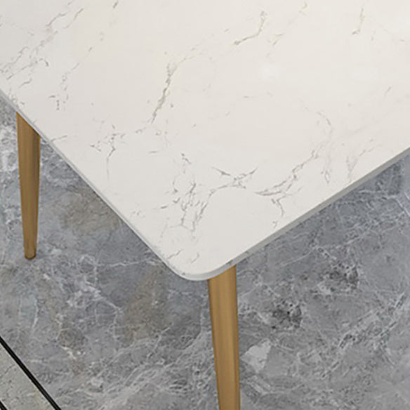 Scandinavian Style Sintered Stone Dining Table Set White Rectangle Home Use Dining Set Clearhalo 'Dining Room Sets' 'Dining Tables & Seating' 'dining_room_set' 'furn' 'furn_dining_room_set' 'Furniture' 'furniture_dining_room_set' 'Kitchen & Dining Furniture' 'kitchen&dining_furn' 'kitchen' 3503907