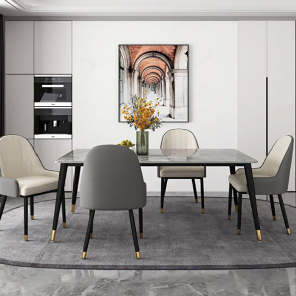 Modern Sintered Stone Rectangle Dining Set Standard White Dining Set with 4 Legs Base Clearhalo 'Dining Room Sets' 'Dining Tables & Seating' 'dining_room_set' 'Furniture' 'furniture_dining_room_set' 'Kitchen & Dining Furniture' 'kitchen&dining_furn' 'kitchen' 3503921