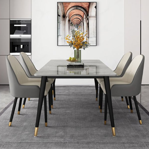 Modern Sintered Stone Rectangle Dining Set Standard White Dining Set with 4 Legs Base Clearhalo 'Dining Room Sets' 'Dining Tables & Seating' 'dining_room_set' 'Furniture' 'furniture_dining_room_set' 'Kitchen & Dining Furniture' 'kitchen&dining_furn' 'kitchen' 3503922