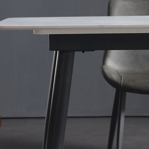 Glam Style Sintered Stone Dining Table with Rectangle Shape Standard Height Table for Home Use Clearhalo 'Dining Room Sets' 'Dining Tables & Seating' 'dining_room_set' 'Furniture' 'furniture_dining_room_set' 'Kitchen & Dining Furniture' 'kitchen&dining_furn' 'kitchen' 3503948