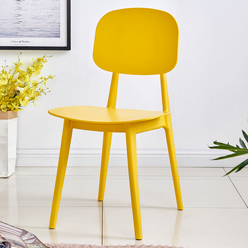 Contemporary Style Plastic Dining Chairs Multicolor Open Back Side Chair Yellow 1 Piece Clearhalo ' kitchen&dining_furn' 'Dining Chairs' 'Dining Tables & Seating' 'dining_chair' 'furn' 'furn_dining_chair' 'Furniture' 'furniture_dining_chair' 'Kitchen & Dining Furniture' 'kitchen' 3517020