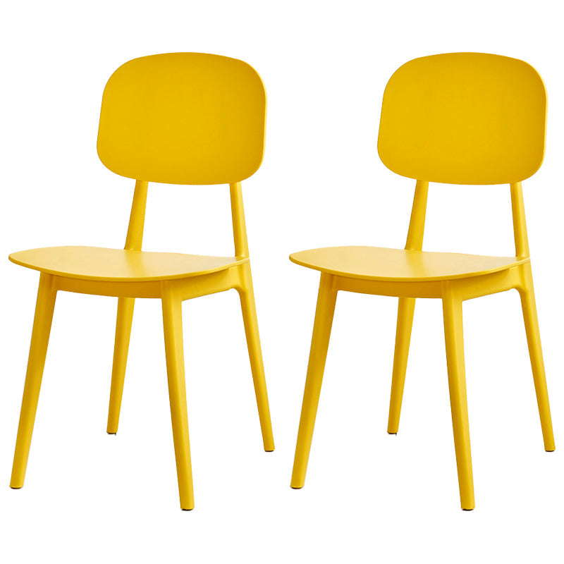 Contemporary Style Plastic Dining Chairs Multicolor Open Back Side Chair Yellow 2 Piece Set Clearhalo ' kitchen&dining_furn' 'Dining Chairs' 'Dining Tables & Seating' 'dining_chair' 'furn' 'furn_dining_chair' 'Furniture' 'furniture_dining_chair' 'Kitchen & Dining Furniture' 'kitchen' 3517023