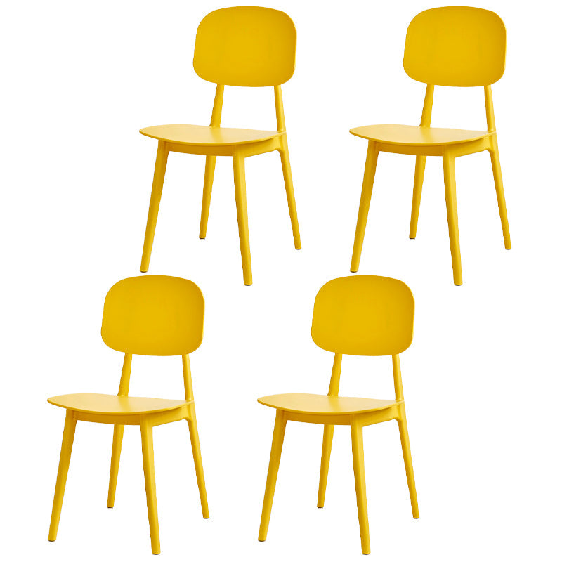 Contemporary Style Plastic Dining Chairs Multicolor Open Back Side Chair Yellow 4 Piece Set Clearhalo ' kitchen&dining_furn' 'Dining Chairs' 'Dining Tables & Seating' 'dining_chair' 'furn' 'furn_dining_chair' 'Furniture' 'furniture_dining_chair' 'Kitchen & Dining Furniture' 'kitchen' 3517025