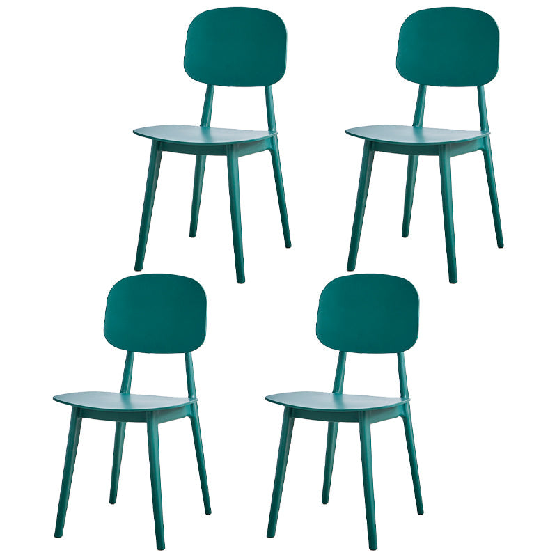 Contemporary Style Plastic Dining Chairs Multicolor Open Back Side Chair Green 4 Piece Set Clearhalo ' kitchen&dining_furn' 'Dining Chairs' 'Dining Tables & Seating' 'dining_chair' 'furn' 'furn_dining_chair' 'Furniture' 'furniture_dining_chair' 'Kitchen & Dining Furniture' 'kitchen' 3517031