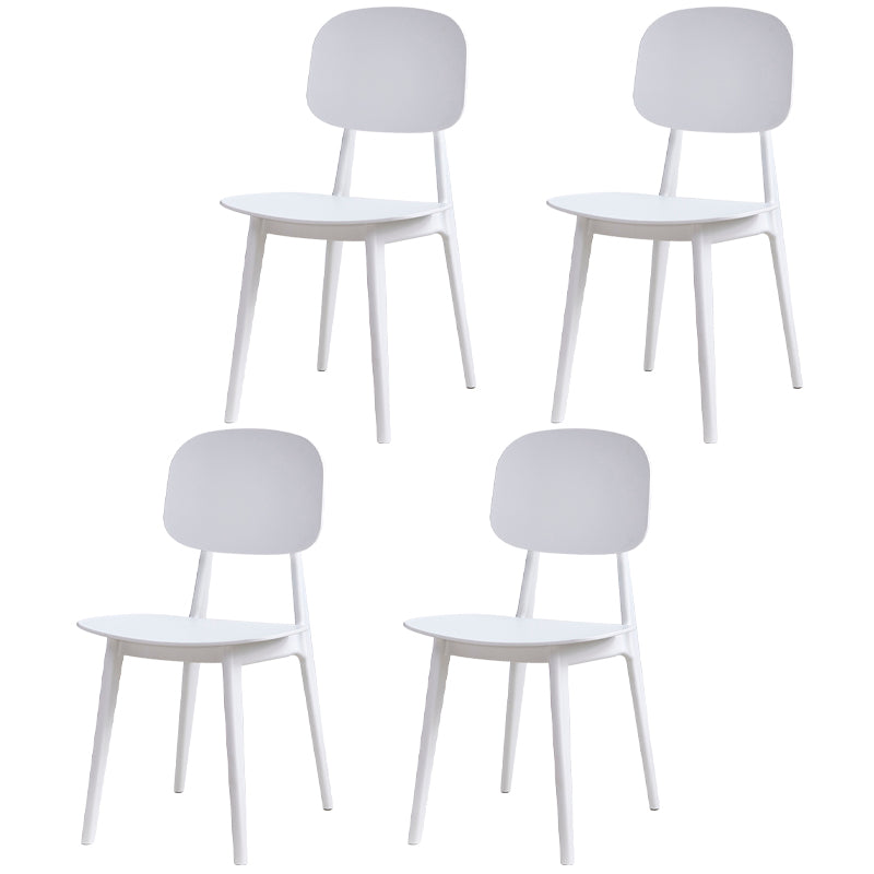 Contemporary Style Plastic Dining Chairs Multicolor Open Back Side Chair White 4 Piece Set Clearhalo ' kitchen&dining_furn' 'Dining Chairs' 'Dining Tables & Seating' 'dining_chair' 'furn' 'furn_dining_chair' 'Furniture' 'furniture_dining_chair' 'Kitchen & Dining Furniture' 'kitchen' 3517037