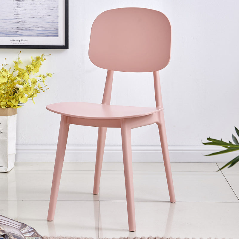 Contemporary Style Plastic Dining Chairs Multicolor Open Back Side Chair Pink 1 Piece Clearhalo ' kitchen&dining_furn' 'Dining Chairs' 'Dining Tables & Seating' 'dining_chair' 'furn' 'furn_dining_chair' 'Furniture' 'furniture_dining_chair' 'Kitchen & Dining Furniture' 'kitchen' 3517041