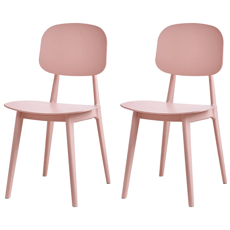 Contemporary Style Plastic Dining Chairs Multicolor Open Back Side Chair Pink 2 Piece Set Clearhalo ' kitchen&dining_furn' 'Dining Chairs' 'Dining Tables & Seating' 'dining_chair' 'furn' 'furn_dining_chair' 'Furniture' 'furniture_dining_chair' 'Kitchen & Dining Furniture' 'kitchen' 3517042
