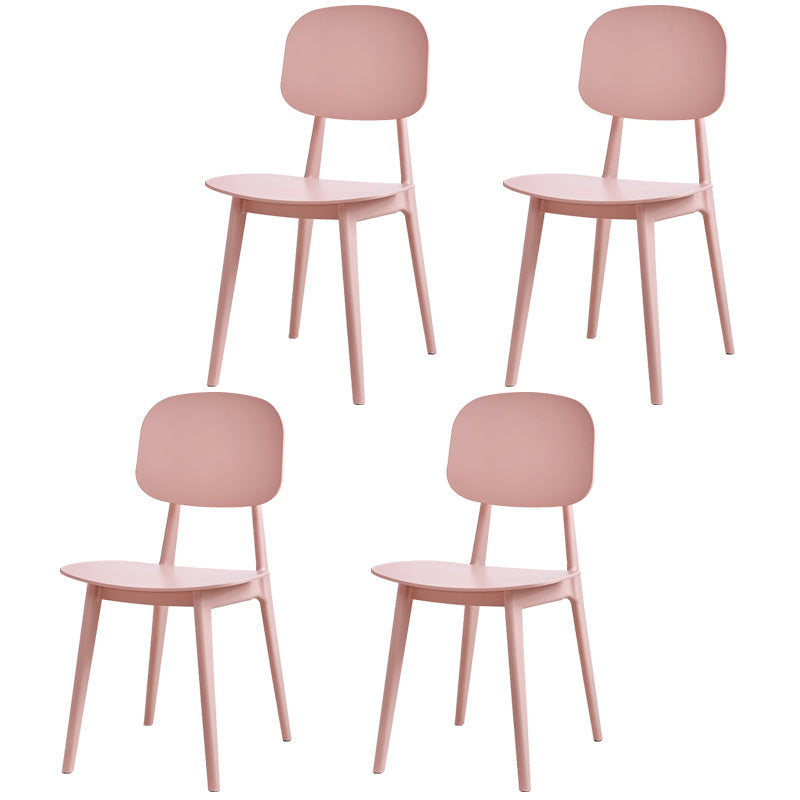 Contemporary Style Plastic Dining Chairs Multicolor Open Back Side Chair Pink 4 Piece Set Clearhalo ' kitchen&dining_furn' 'Dining Chairs' 'Dining Tables & Seating' 'dining_chair' 'furn' 'furn_dining_chair' 'Furniture' 'furniture_dining_chair' 'Kitchen & Dining Furniture' 'kitchen' 3517043