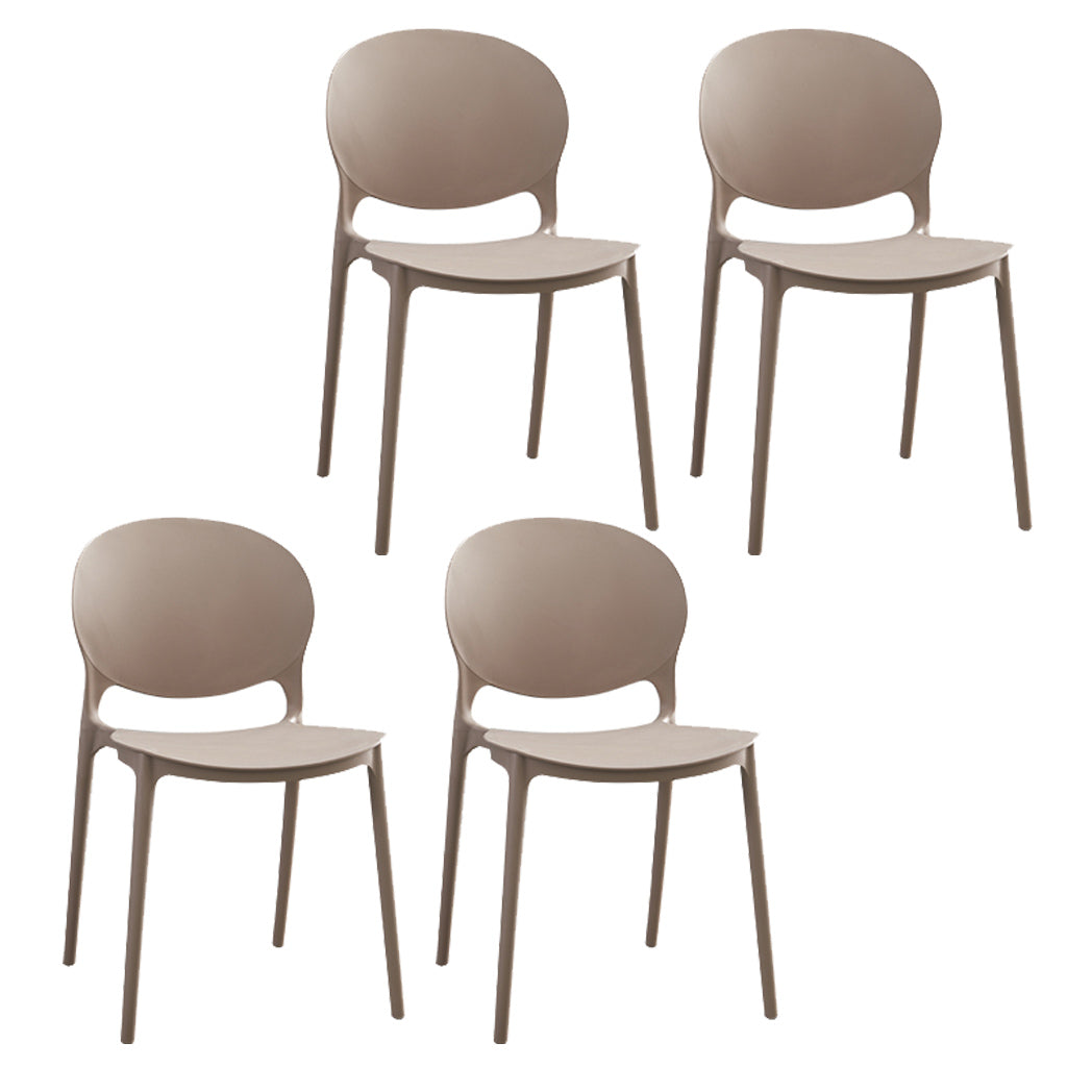 Plastic Indoor Chair 32''H Open Back Dining Side Chair for Restaurant Bedroom Khaki 4 Piece Set Clearhalo ' kitchen&dining_furn' 'Dining Chairs' 'Dining Tables & Seating' 'dining_chair' 'furn' 'furn_dining_chair' 'Furniture' 'furniture_dining_chair' 'Kitchen & Dining Furniture' 'kitchen' 3517047