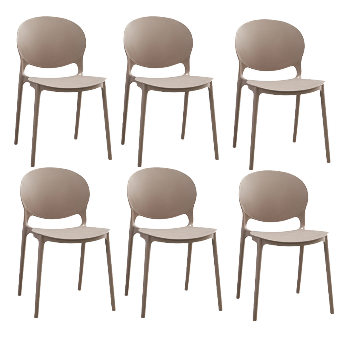 Plastic Indoor Chair 32''H Open Back Dining Side Chair for Restaurant Bedroom Khaki 6 Piece Set Clearhalo ' kitchen&dining_furn' 'Dining Chairs' 'Dining Tables & Seating' 'dining_chair' 'furn' 'furn_dining_chair' 'Furniture' 'furniture_dining_chair' 'Kitchen & Dining Furniture' 'kitchen' 3517049