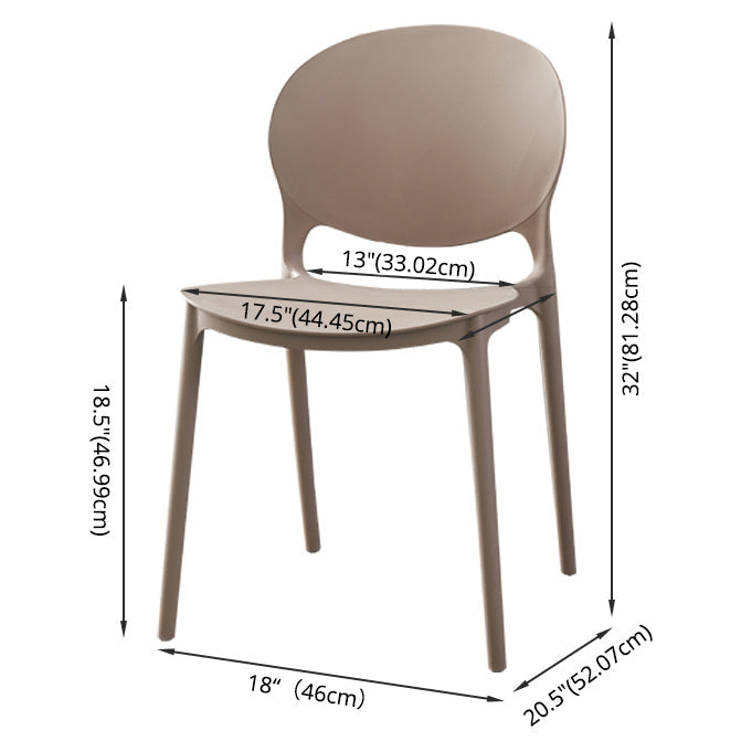 Plastic Indoor Chair 32''H Open Back Dining Side Chair for Restaurant Bedroom Clearhalo ' kitchen&dining_furn' 'Dining Chairs' 'Dining Tables & Seating' 'dining_chair' 'furn' 'furn_dining_chair' 'Furniture' 'furniture_dining_chair' 'Kitchen & Dining Furniture' 'kitchen' 3517060