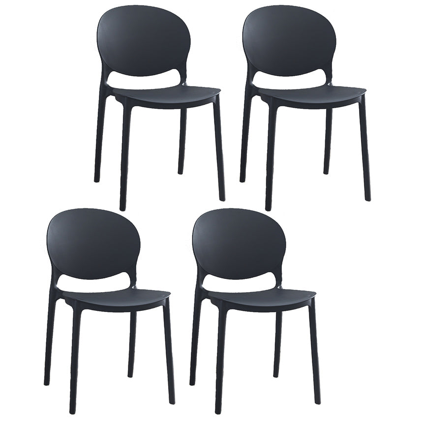 Plastic Indoor Chair 32''H Open Back Dining Side Chair for Restaurant Bedroom Black 4 Piece Set Clearhalo ' kitchen&dining_furn' 'Dining Chairs' 'Dining Tables & Seating' 'dining_chair' 'furn' 'furn_dining_chair' 'Furniture' 'furniture_dining_chair' 'Kitchen & Dining Furniture' 'kitchen' 3517066