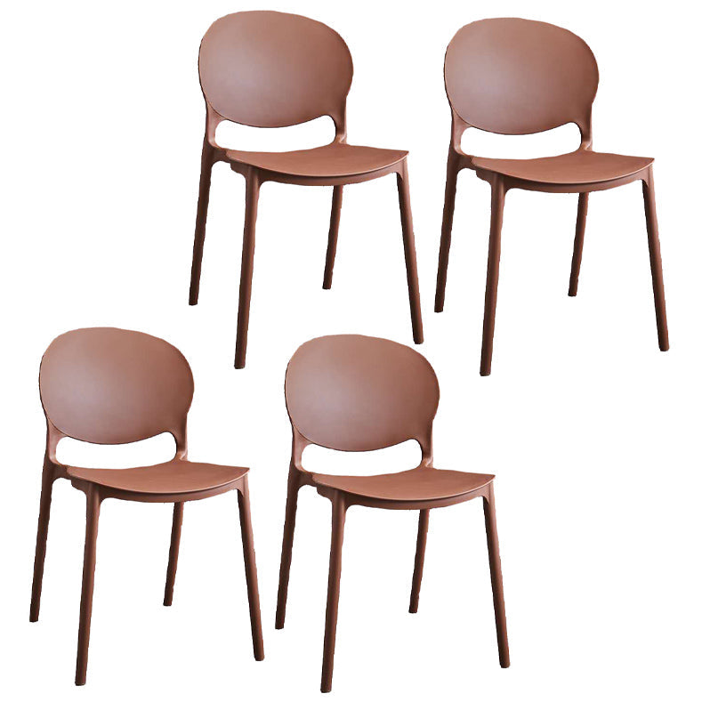 Plastic Indoor Chair 32''H Open Back Dining Side Chair for Restaurant Bedroom Brown 4 Piece Set Clearhalo ' kitchen&dining_furn' 'Dining Chairs' 'Dining Tables & Seating' 'dining_chair' 'furn' 'furn_dining_chair' 'Furniture' 'furniture_dining_chair' 'Kitchen & Dining Furniture' 'kitchen' 3517087