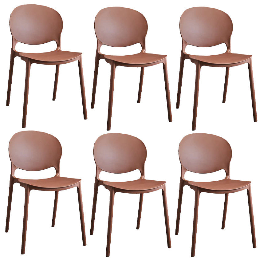 Plastic Indoor Chair 32''H Open Back Dining Side Chair for Restaurant Bedroom Brown 6 Piece Set Clearhalo ' kitchen&dining_furn' 'Dining Chairs' 'Dining Tables & Seating' 'dining_chair' 'furn' 'furn_dining_chair' 'Furniture' 'furniture_dining_chair' 'Kitchen & Dining Furniture' 'kitchen' 3517088