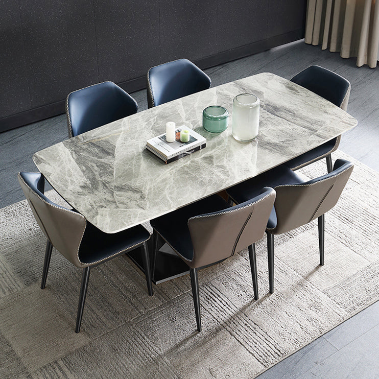 Contemporary Gray Standard Dining Set Rectangle Shape Sintered Stone Dining Set for Kitchen Clearhalo 'Dining Room Sets' 'Dining Tables & Seating' 'dining_room_set' 'furn' 'furn_dining_room_set' 'Furniture' 'furniture_dining_room_set' 'Kitchen & Dining Furniture' 'kitchen&dining_furn' 'kitchen' 3517997