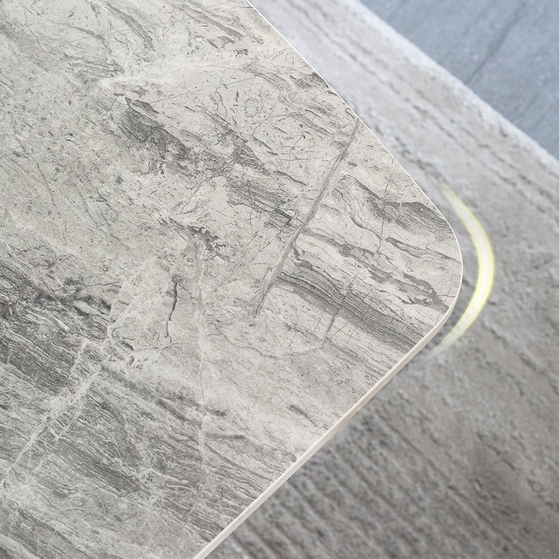 Contemporary Gray Standard Dining Set Rectangle Shape Sintered Stone Dining Set for Kitchen Clearhalo 'Dining Room Sets' 'Dining Tables & Seating' 'dining_room_set' 'furn' 'furn_dining_room_set' 'Furniture' 'furniture_dining_room_set' 'Kitchen & Dining Furniture' 'kitchen&dining_furn' 'kitchen' 3518001