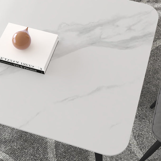 Contemporary Sintered Stone Top Stand Rectangular Dining Set White Standard Dining Set for Kitchen Clearhalo 'Dining Room Sets' 'Dining Tables & Seating' 'dining_room_set' 'furn' 'furn_dining_room_set' 'Furniture' 'furniture_dining_room_set' 'Kitchen & Dining Furniture' 'kitchen&dining_furn' 'kitchen' 3518019