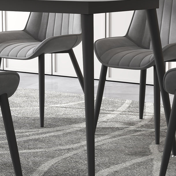 Contemporary Sintered Stone Top Stand Rectangular Dining Set White Standard Dining Set for Kitchen Clearhalo 'Dining Room Sets' 'Dining Tables & Seating' 'dining_room_set' 'furn' 'furn_dining_room_set' 'Furniture' 'furniture_dining_room_set' 'Kitchen & Dining Furniture' 'kitchen&dining_furn' 'kitchen' 3518021