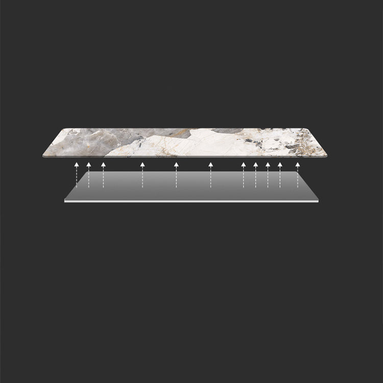 Minimalist Sintered Stone Kitchen Dining Set Gray Rectangle Shape Dining Set with Double Pedestal Clearhalo 'Dining Room Sets' 'Dining Tables & Seating' 'dining_room_set' 'furn' 'furn_dining_room_set' 'Furniture' 'furniture_dining_room_set' 'Kitchen & Dining Furniture' 'kitchen&dining_furn' 'kitchen' 3518038