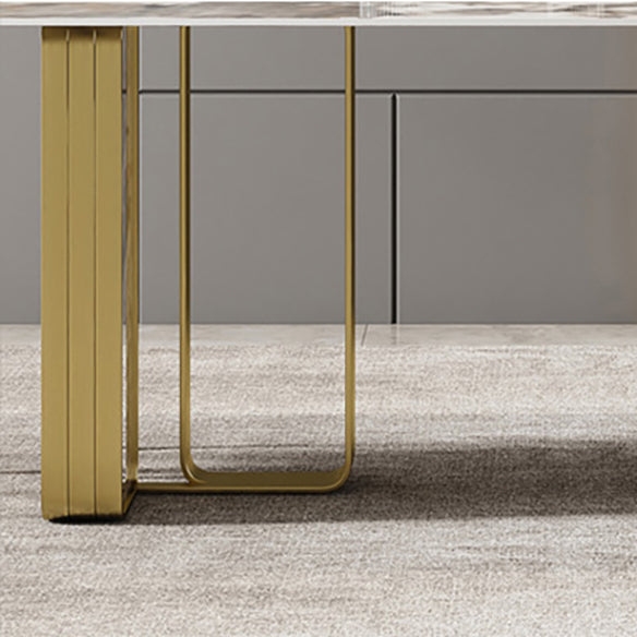 Minimalist Sintered Stone Kitchen Dining Set Gray Rectangle Shape Dining Set with Double Pedestal Clearhalo 'Dining Room Sets' 'Dining Tables & Seating' 'dining_room_set' 'furn' 'furn_dining_room_set' 'Furniture' 'furniture_dining_room_set' 'Kitchen & Dining Furniture' 'kitchen&dining_furn' 'kitchen' 3518040