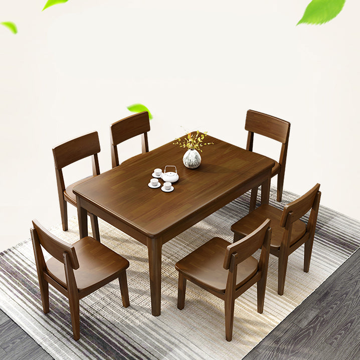 Traditional Style Standard Height Solid Wood Dining Table Rectangle Dining Room Set For Home Clearhalo 'Dining Room Sets' 'Dining Tables & Seating' 'dining_room_set' 'furn' 'furn_dining_room_set' 'Furniture' 'furniture_dining_room_set' 'Kitchen & Dining Furniture' 'kitchen&dining_furn' 'kitchen' 3518047
