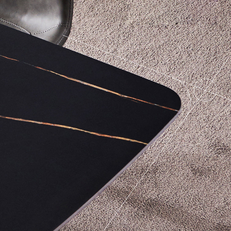 Fixed Minimalist Sintered Stone Top Kitchen Table Set with 4 Black Legs Base for Dining Room Clearhalo 'Dining Room Sets' 'Dining Tables & Seating' 'dining_room_set' 'furn' 'furn_dining_room_set' 'Furniture' 'furniture_dining_room_set' 'Kitchen & Dining Furniture' 'kitchen&dining_furn' 'kitchen' 3518060