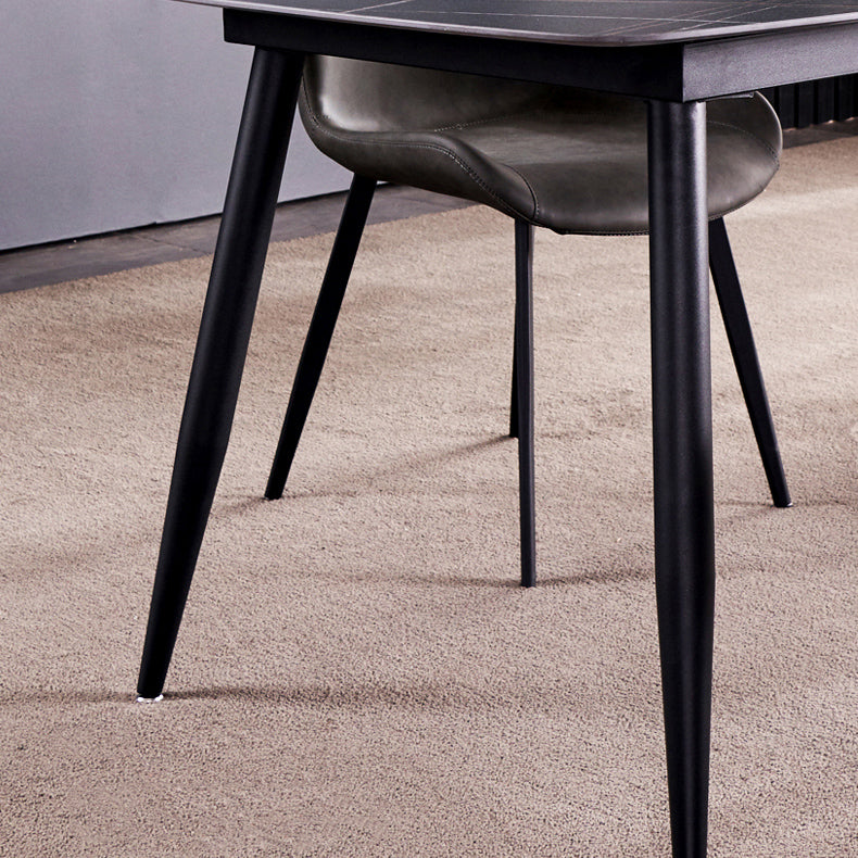 Fixed Minimalist Sintered Stone Top Kitchen Table Set with 4 Black Legs Base for Dining Room Clearhalo 'Dining Room Sets' 'Dining Tables & Seating' 'dining_room_set' 'furn' 'furn_dining_room_set' 'Furniture' 'furniture_dining_room_set' 'Kitchen & Dining Furniture' 'kitchen&dining_furn' 'kitchen' 3518061