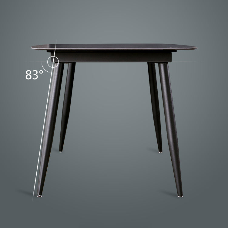 Fixed Minimalist Sintered Stone Top Kitchen Table Set with 4 Black Legs Base for Dining Room Clearhalo 'Dining Room Sets' 'Dining Tables & Seating' 'dining_room_set' 'furn' 'furn_dining_room_set' 'Furniture' 'furniture_dining_room_set' 'Kitchen & Dining Furniture' 'kitchen&dining_furn' 'kitchen' 3518069